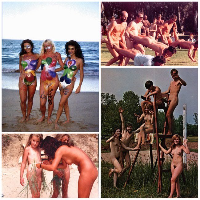 Retro photo nudism, nude recreation young nudists