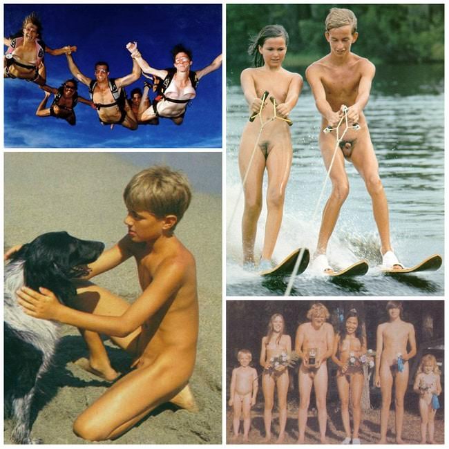 Retro family nudism gallery, adults and young nudists