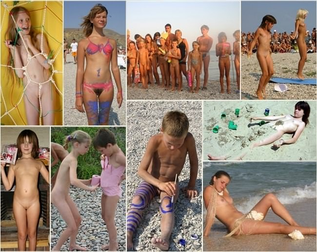 Nudists holiday gallery - Young child gets painted